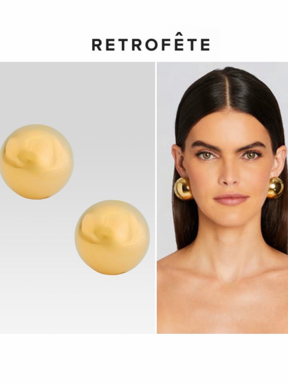 Retrofête X Keren Wolf Sphare Gold Dome Ball Earrings $148